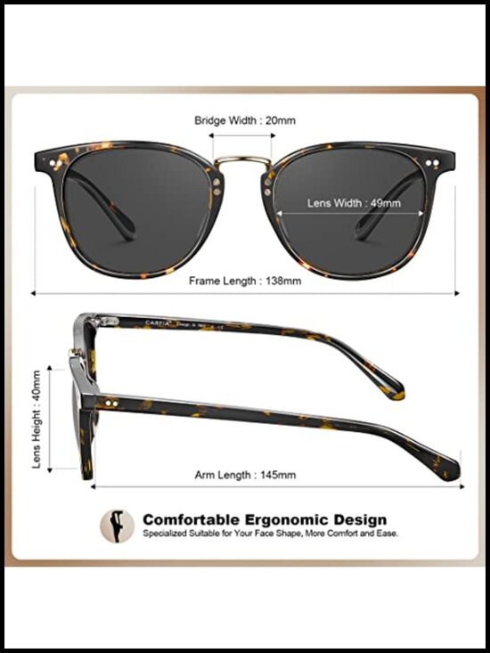 Acetate Polarized Sunglasses UV Protection Retro Square Frame